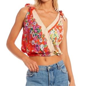 Free People Satin tie shoulder tank